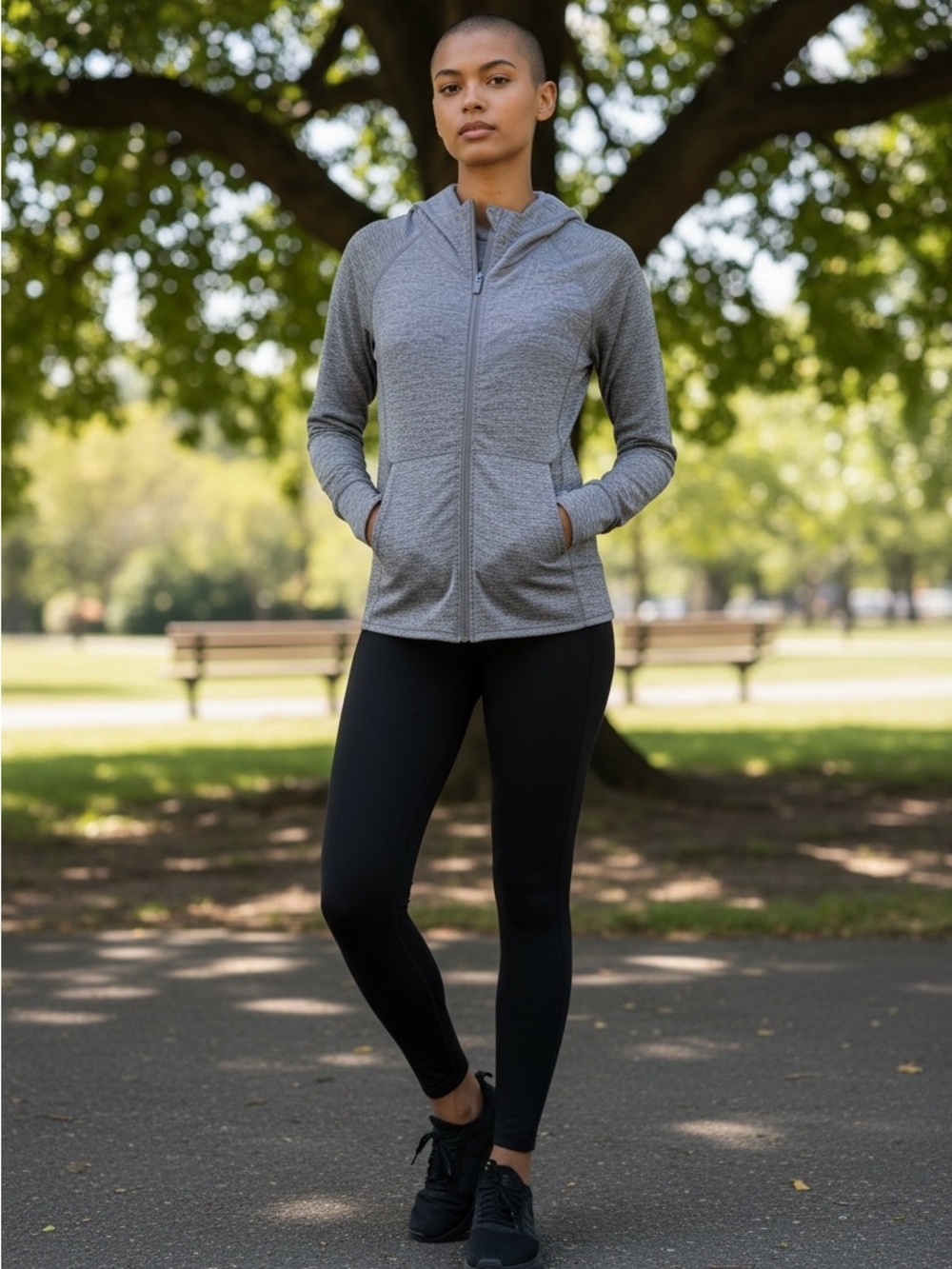 Athleta Grey Zip-Hood Jacket